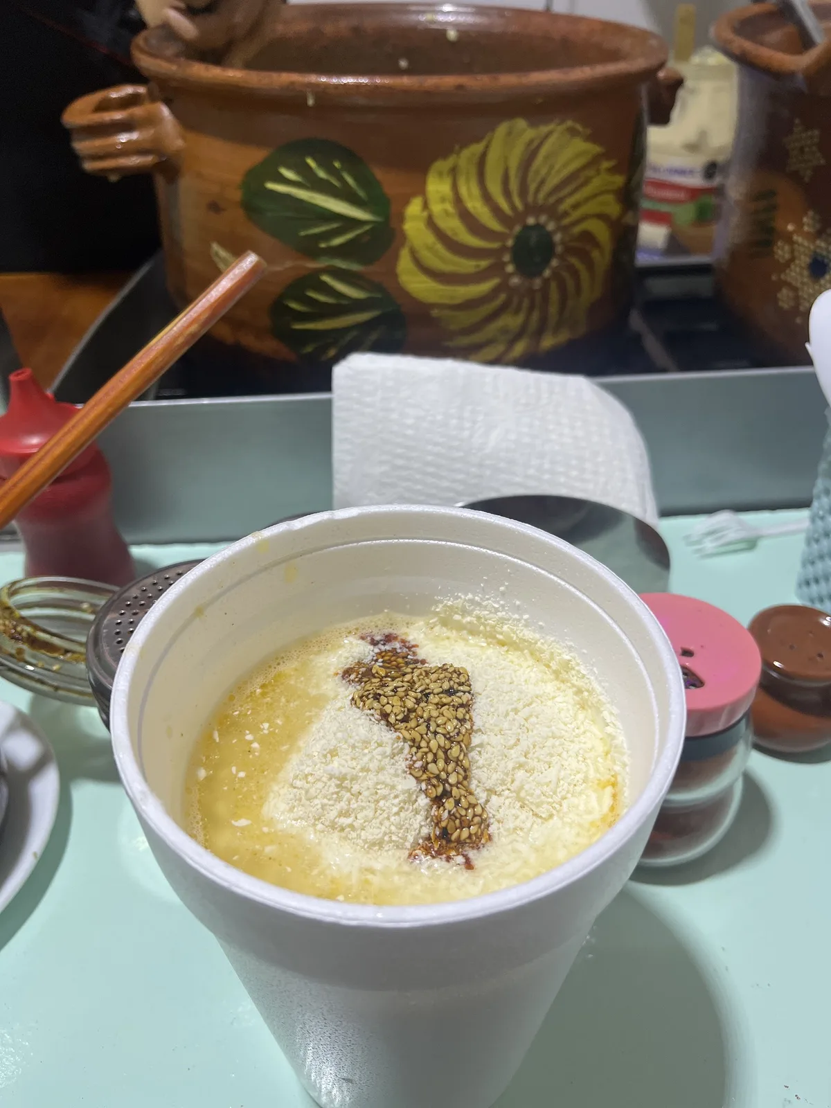 Elote preparado en vaso